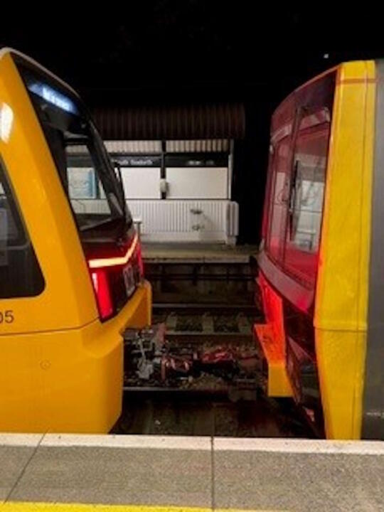 Old and new metro trains coupled together