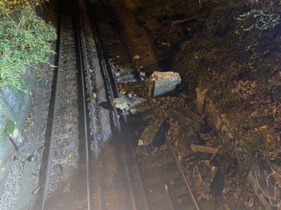 Bricks on railway near Sutton