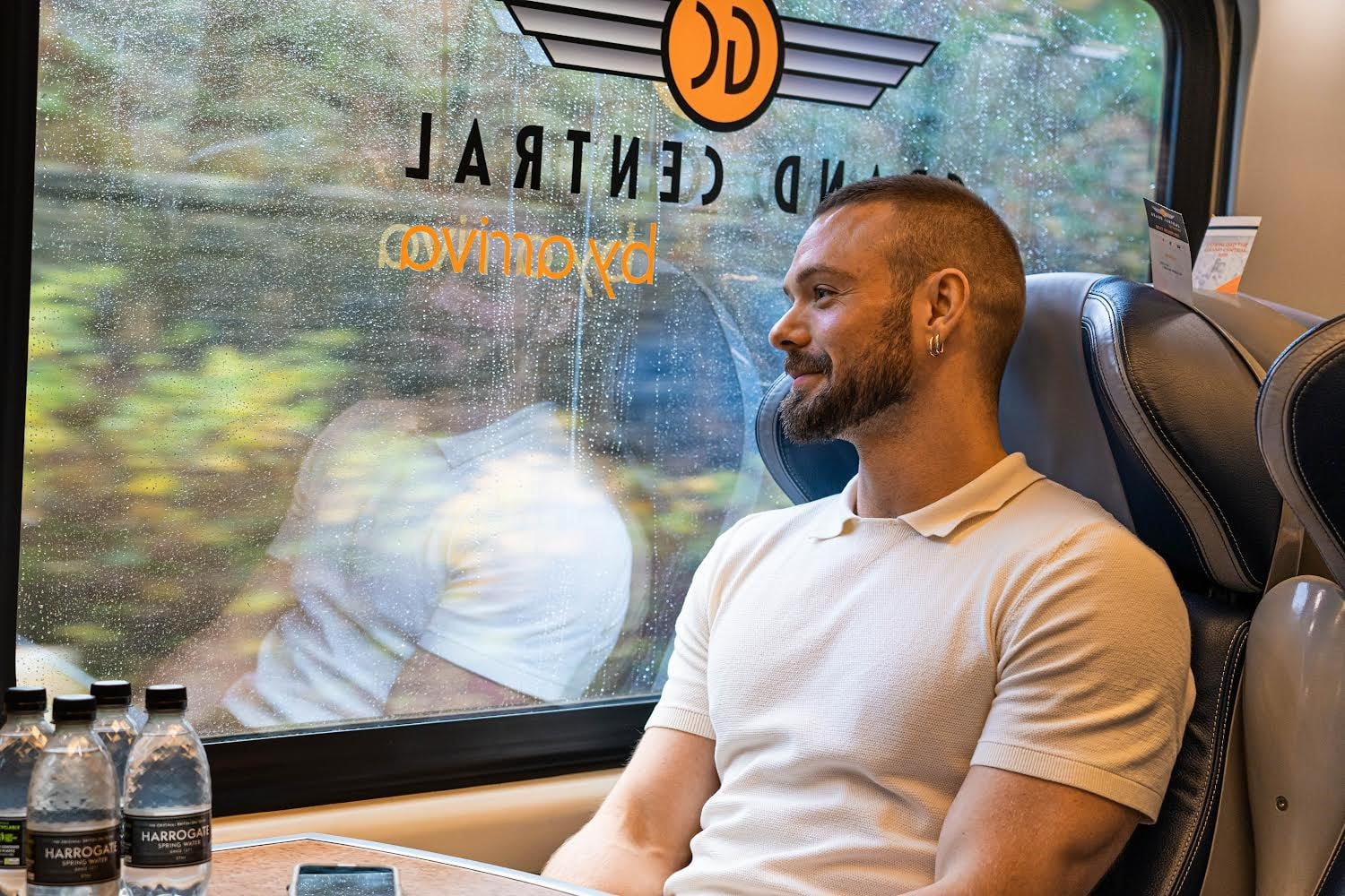 John Whaite on a Grand Central Train