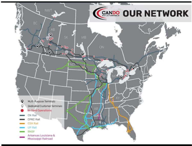 Cando's operating network. // Credit: Cando