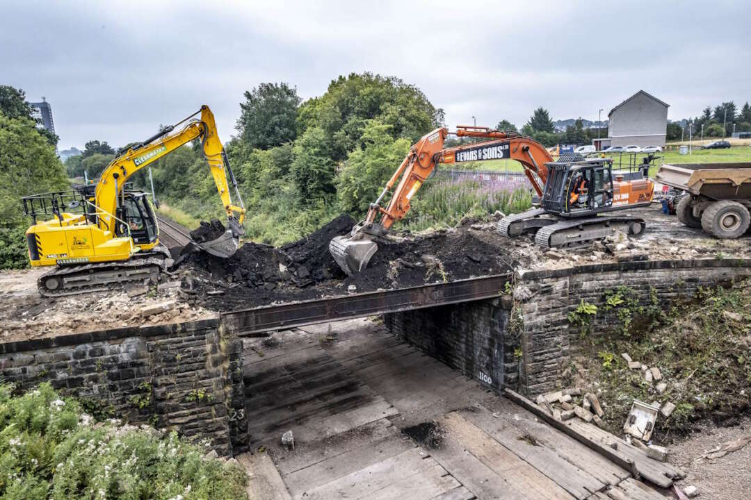 Bridge demolition work