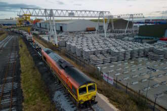 Pre-cast concrete segments for HS2 being delivered by from Hartlepool