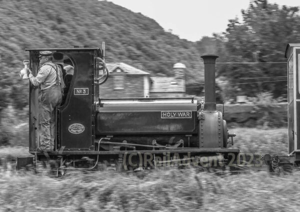 Holy War heads away from Llangower, Bala Lake Railway