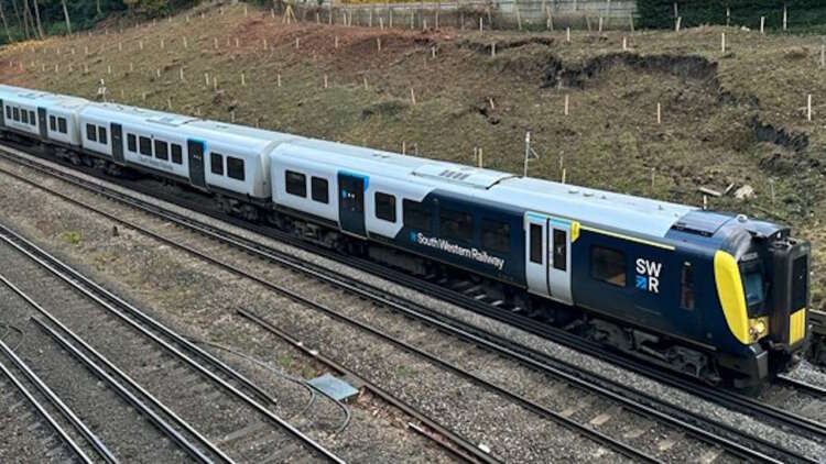 South Western Railway train through Woking