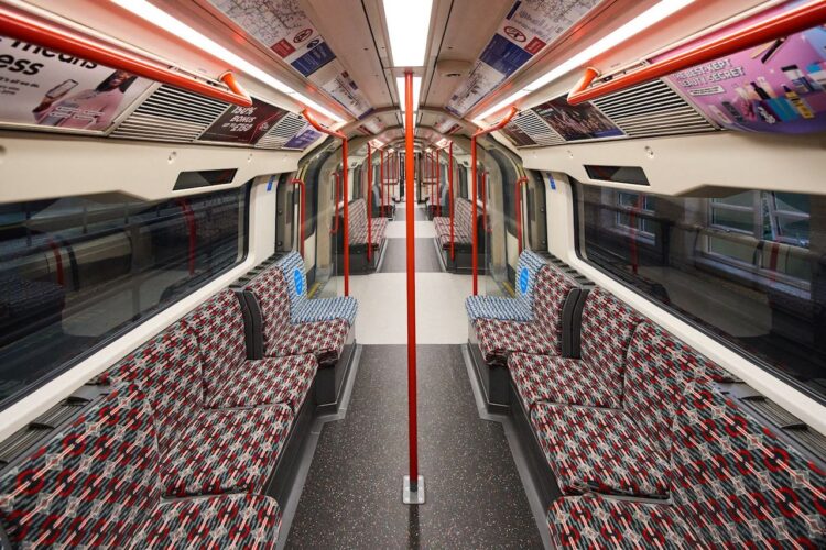 A newly refurbished Central Line train carriage