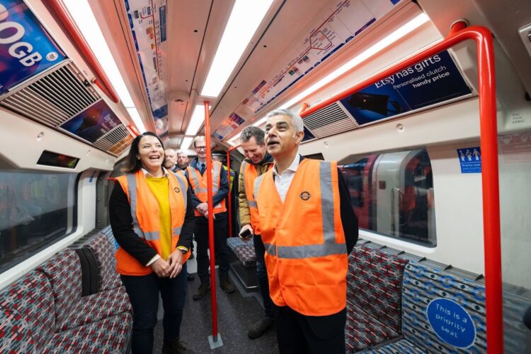 Mayor of London, Sadiq Khan in a London Underground Central Line carriage