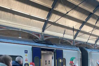 Santa joins Northern train for trip along new Northumberland Line