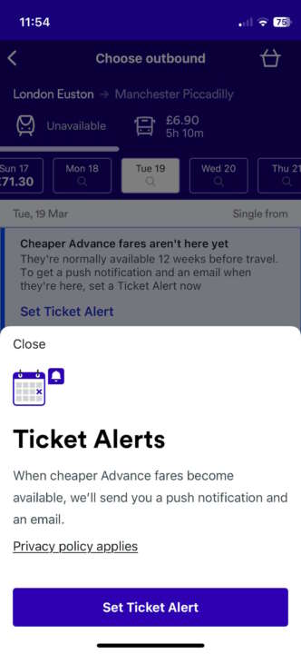 Ticket Alerts feature