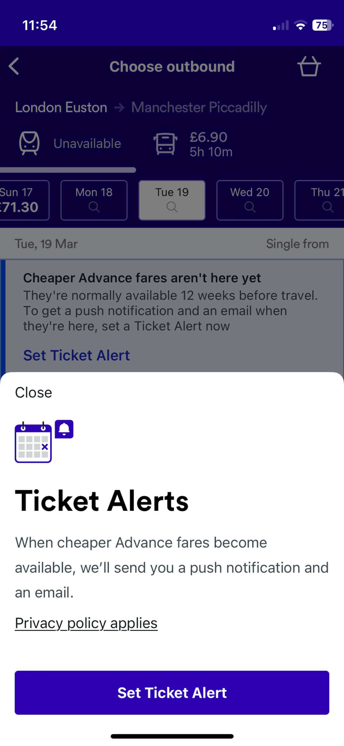 Ticket Alerts feature