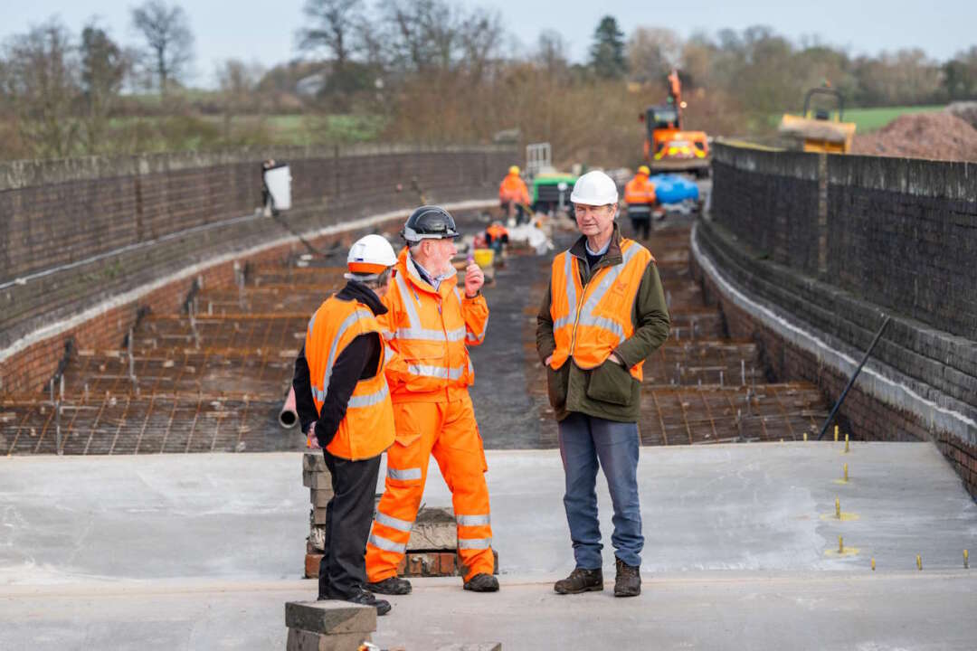 Sir Tim Laurence, Princess Royal's husband visited the 15 arch Stanway Viaduct on the Gloucestershire Warwickshire Railway (of which he is President to the Trust). The viaduct is undergoing some emergency repair work which needs £1.5m funding. Sir Tim is aiding with the repairs with his knowledge and experience.