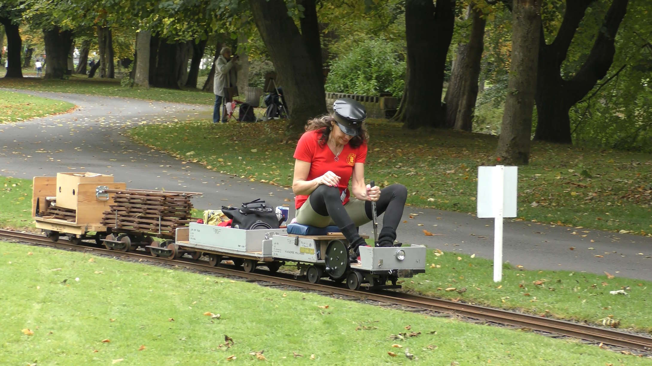 Human powered train at the Thompson Park Railway