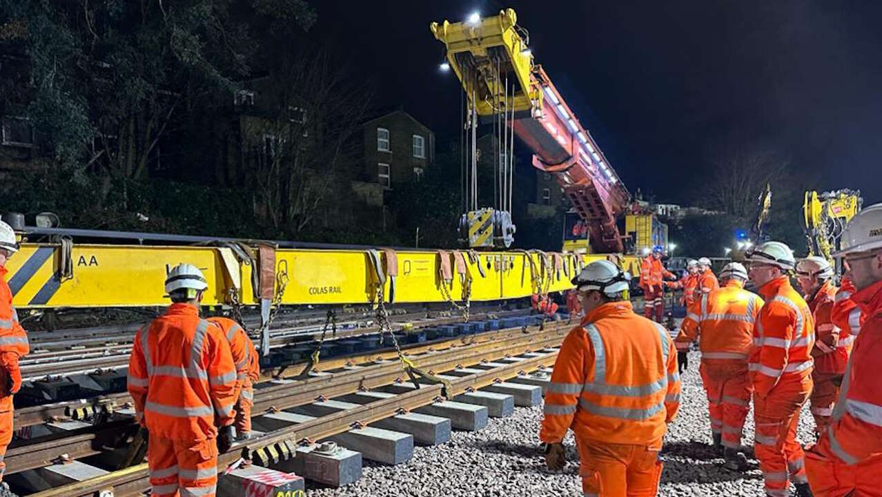 Railway engineers at Voltaire Road between Clapham and Wandsworth