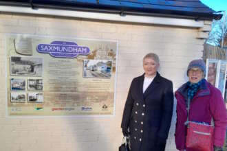 New information board tells a tale of rail at Saxmundham station