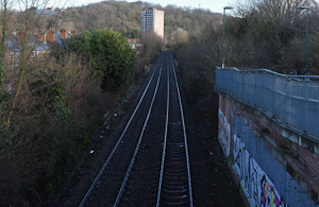 The line where the rear of the freight train was stood.