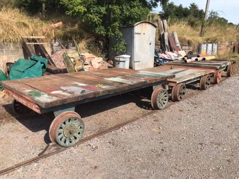 Two pictures of the Flat Trolleys at Washford