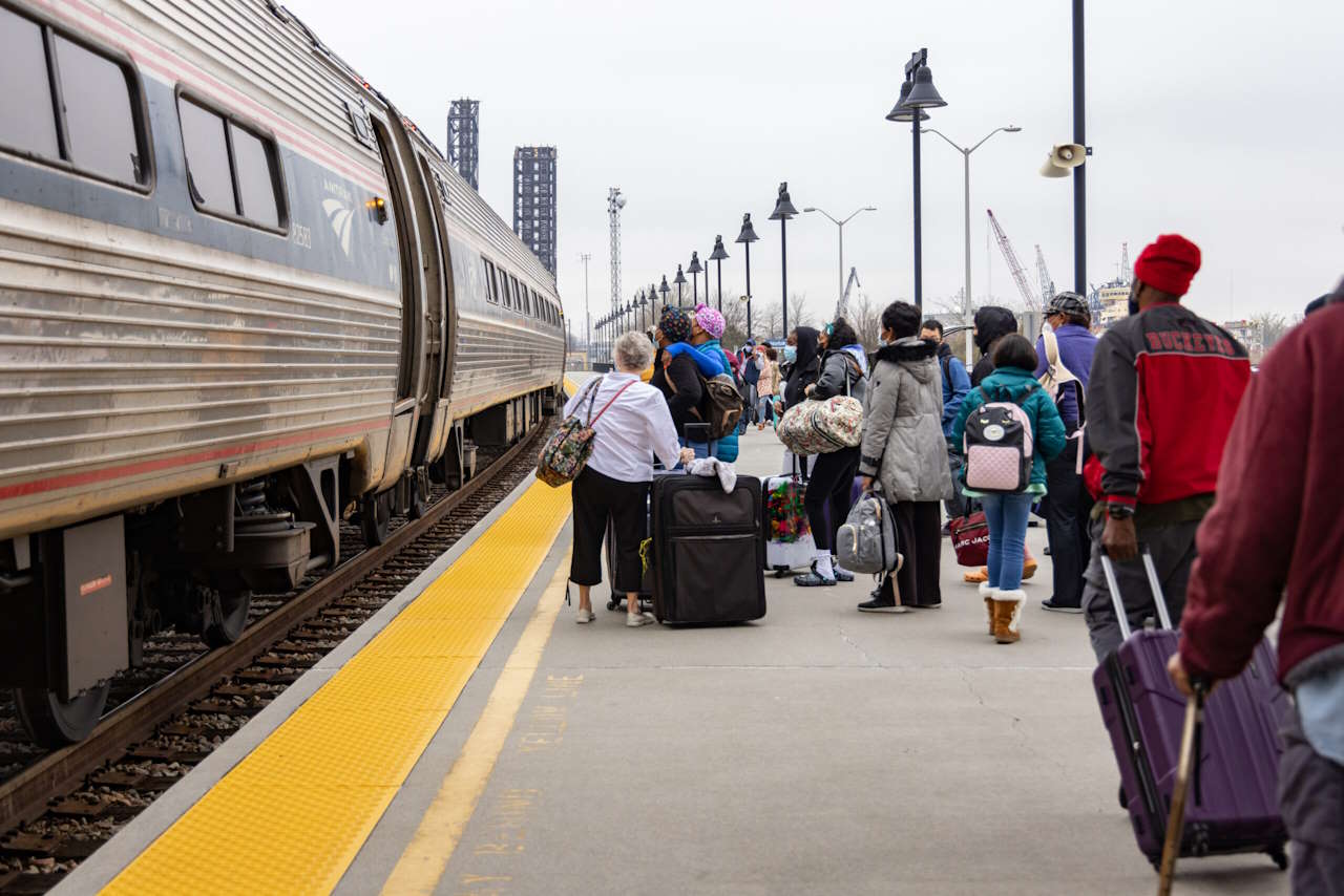 An Amtrak train