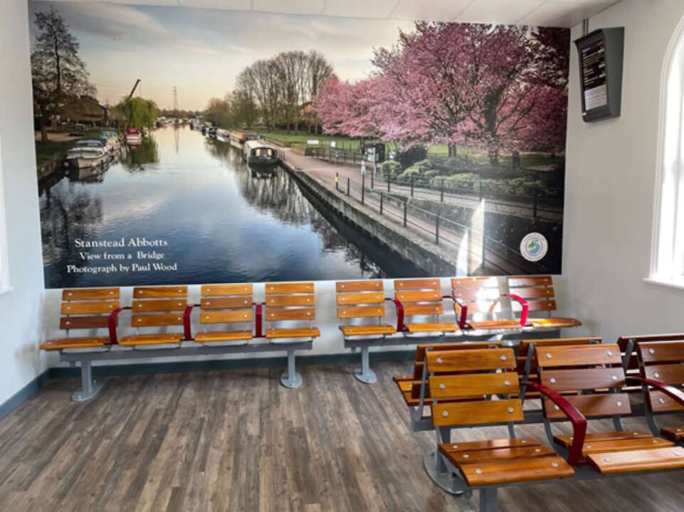 The mural in the waiting room at St Margarets rail station