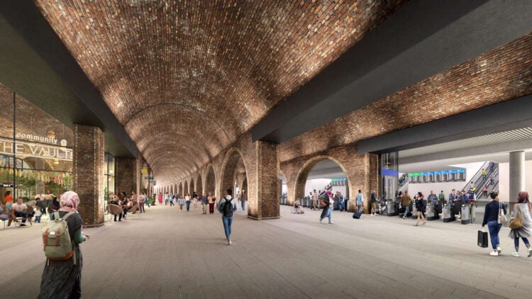 Artist's impression of a potential future station undercroft. // Credit: Network Rail