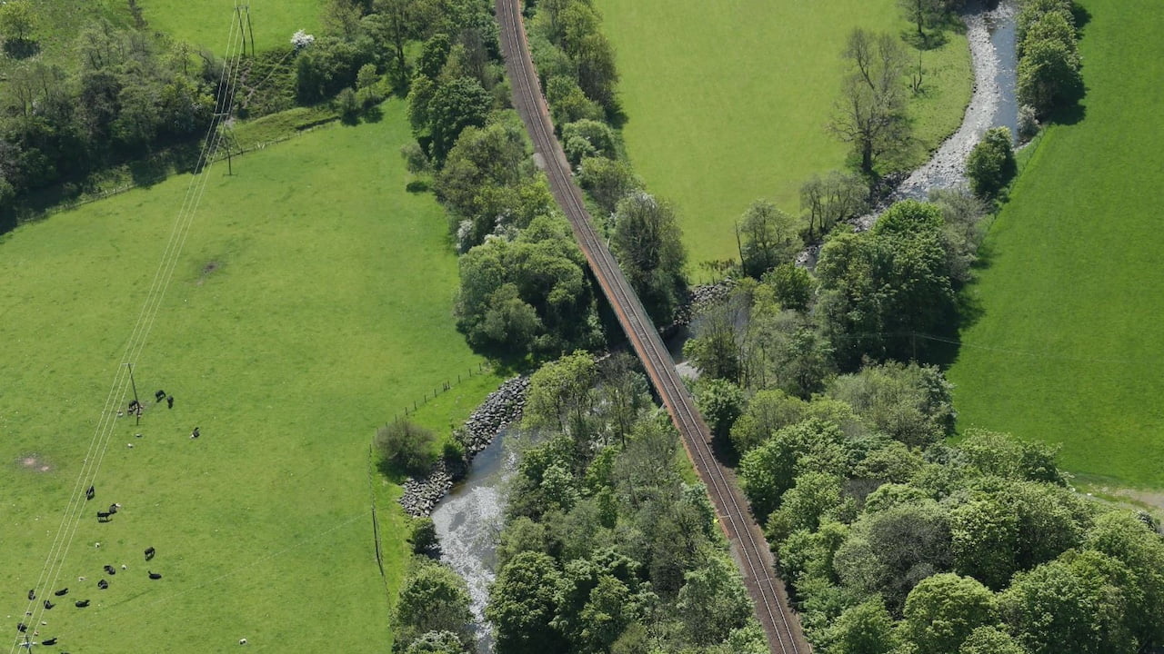 Aerial view of Laggansarroch Viaduct