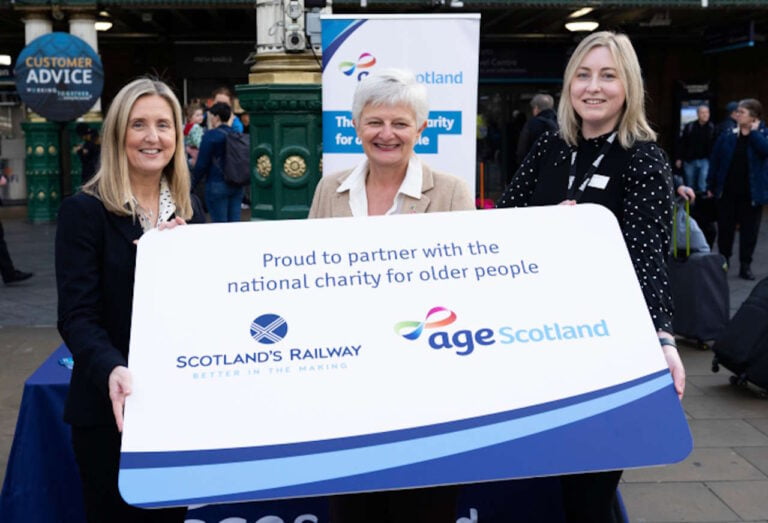 left to right: ScotRail Chief Operating Officer Joanne Maguire, Age Scotland CEO Katherine Crawford and Network Rail Environment Manager