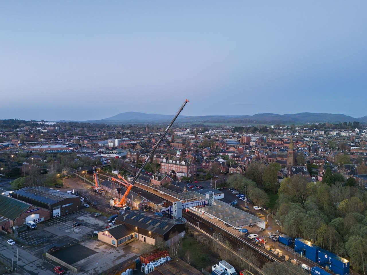 Installing the Access for All footbridge and lifts at Dumfries. // Credit: Network Rail