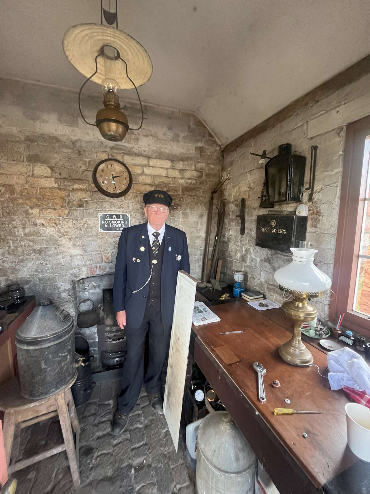 Eardington's 'lampman' Phil Harris, in the ransacked workshop.