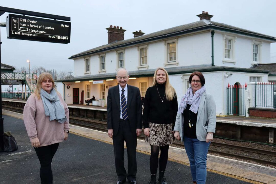 Karen Williams, Community Rail Officer for the Conwy Valley and North Wales Coast Community Rail Partnership, Philip Evans Chair of the Conwy Valley and North Wales Coast Community Rail Partnership, Hanna Clarke Group Head of Marketing for Groundwork North Wales and Melanie Lawton Community Rail Strategy Lead at Transport for Wales