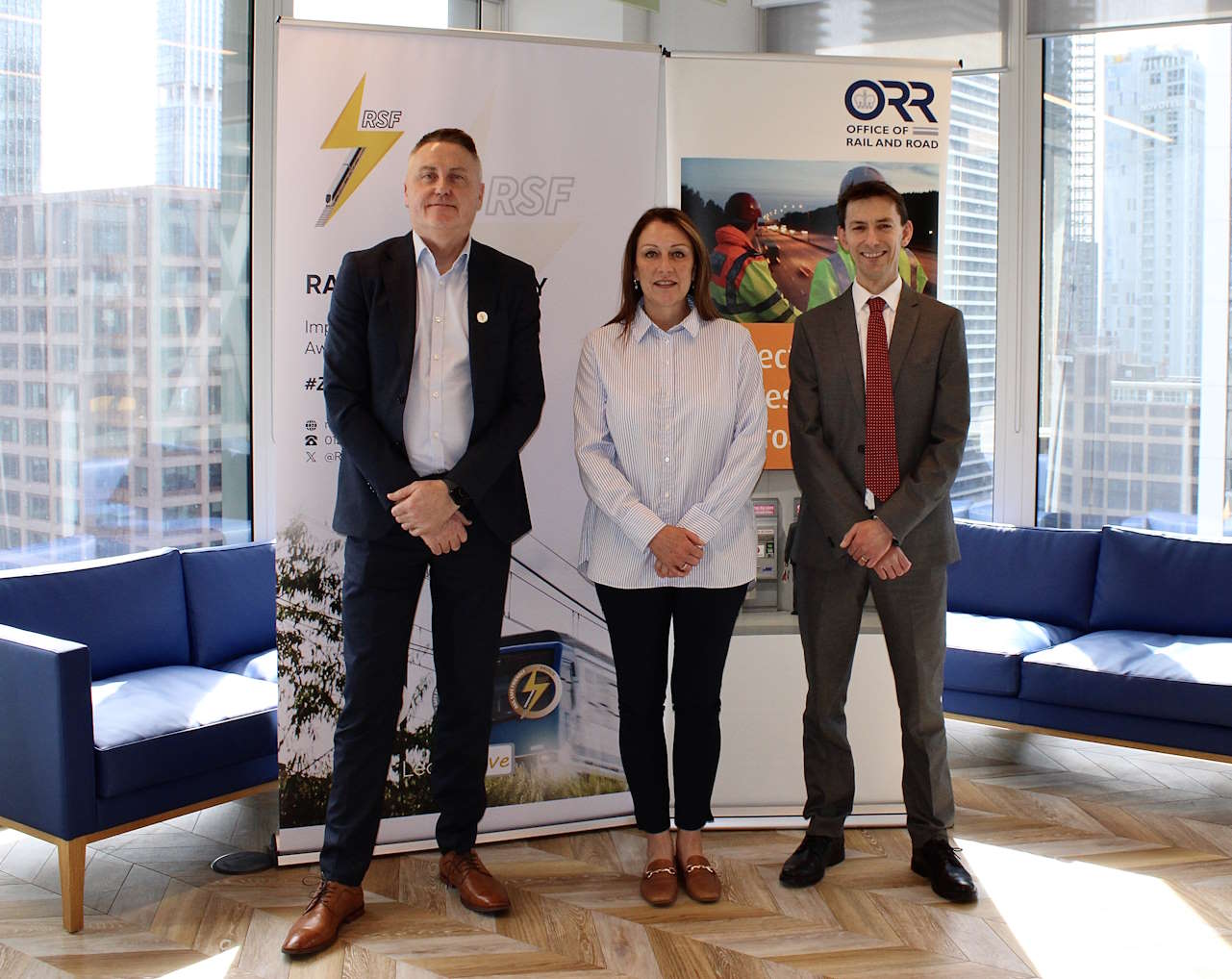 Stuart Heaton (Managing Director of Rail Safe Friendly), Liz Ballantyne and Patrick Talbot (ORR's HM Principal Inspector of Railways). // Credit: Office of Rail and Road