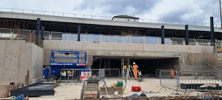 Front view of the steel work erection. // Credit: Network Rail