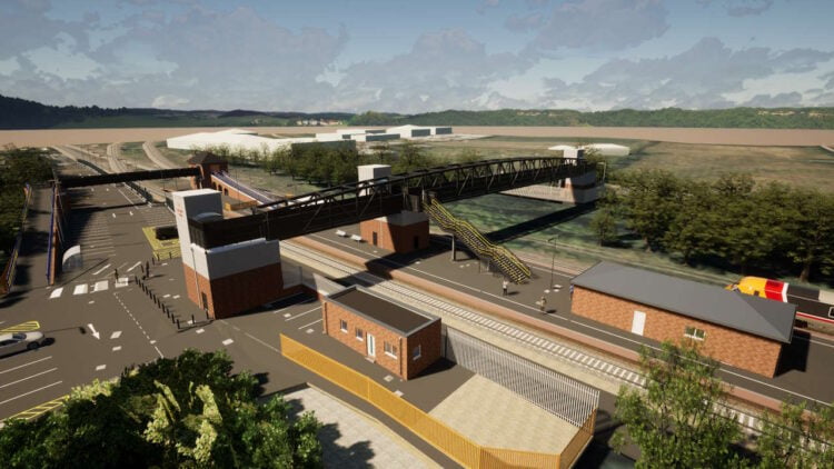 Aerial view of the proposed new footbridge. // Credit: Network Rail