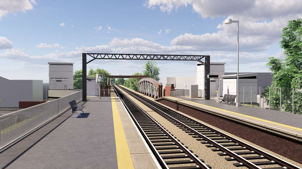 Artists' impression of the new footbridge and lifts. // Credit: Network Rail