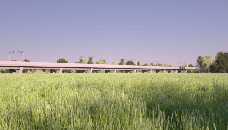 Artist's impression of the completed Thame Valley Viaduct. // Credit: HS2