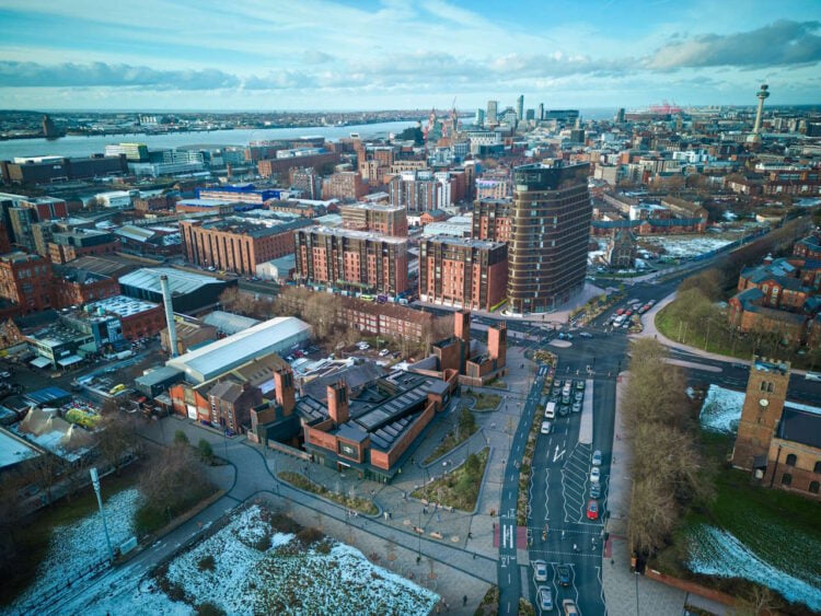 Aerial view of the new Liverpool Baltic station. // Credit Liverpool City Region Combined Authority