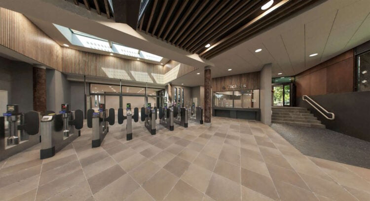 Ticket office concourse in the new Liverpool Baltic station. // Credit Liverpool City Region Combined Authority