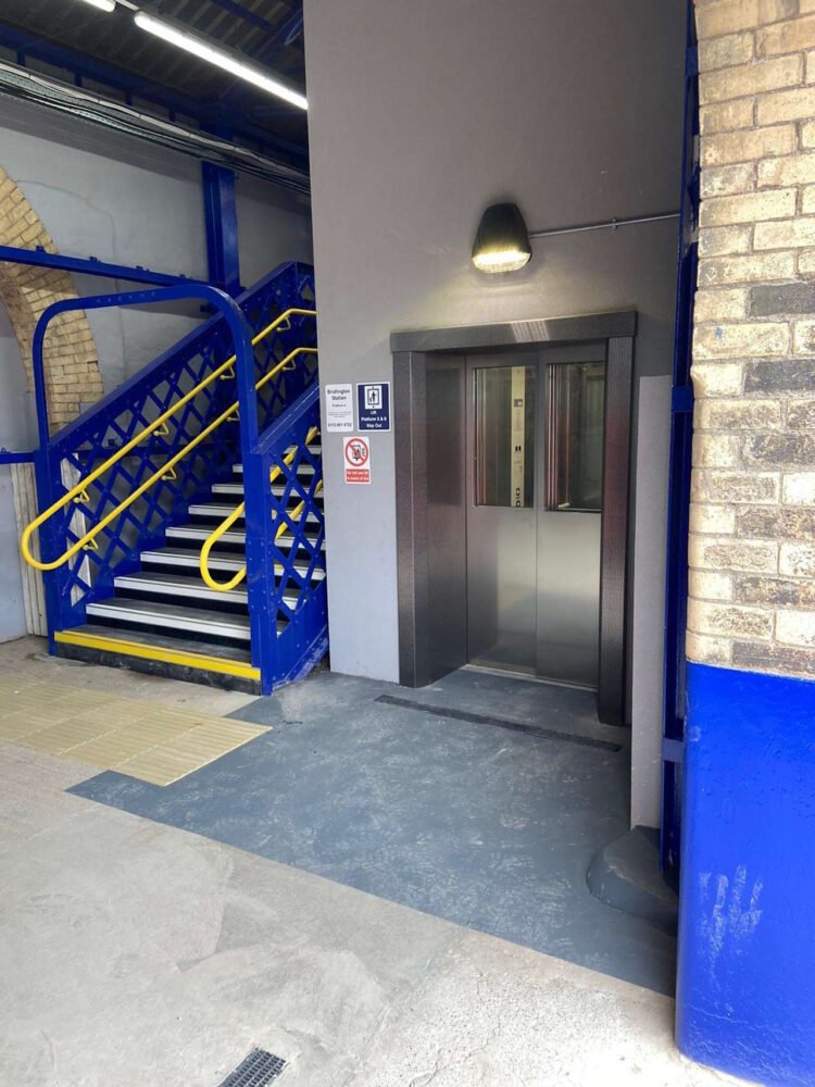 One of the new lifts and stairs at Bridlington. // Credit: Network Rail