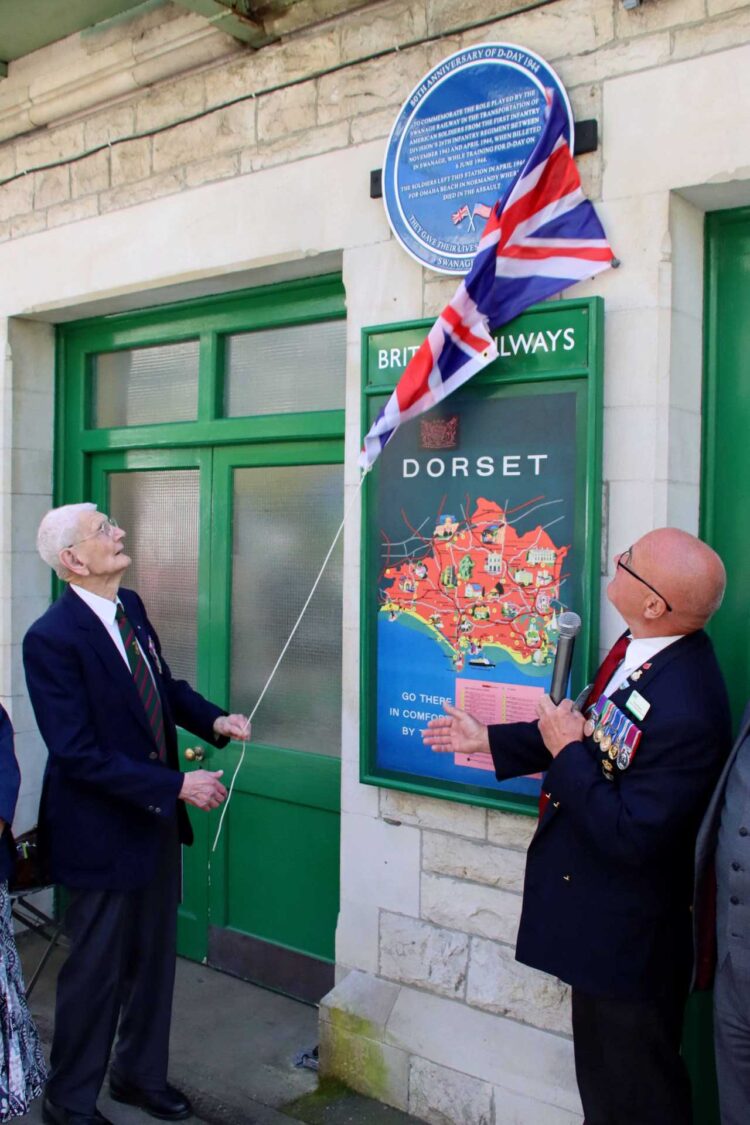 D-Day 80 plaque Peter Lovett and Frank Roberts Swanage station - Andrew PM Wright