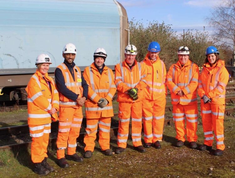 Victa Railfreight's Operational Support Specialist, Jon Norman, delivers a Rail Freight Familiarisation Training course to Network Rail candidates at DB Cargo's Didcot Yard