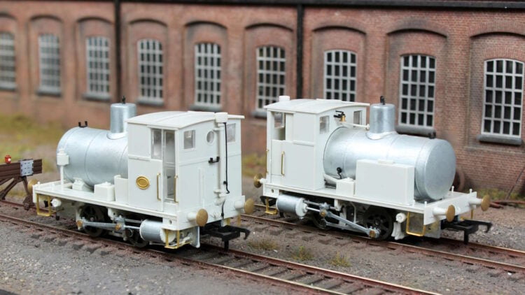 Unpainted versions of Rapido Trains UK fireless 00 gauge locomotive Caledonia.