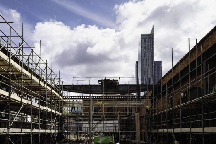 Gantry crane covered in scaffolding. // Credit :Drew Forsyth