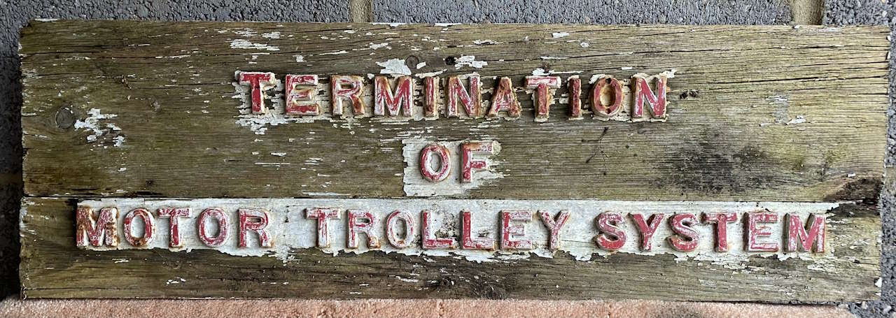 Sign ready for restoration. // The Rail Trolley Trust