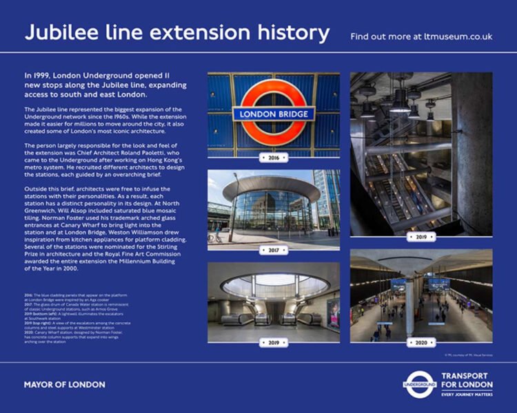 Jubilee Line extension information poster. // Credit: TfL