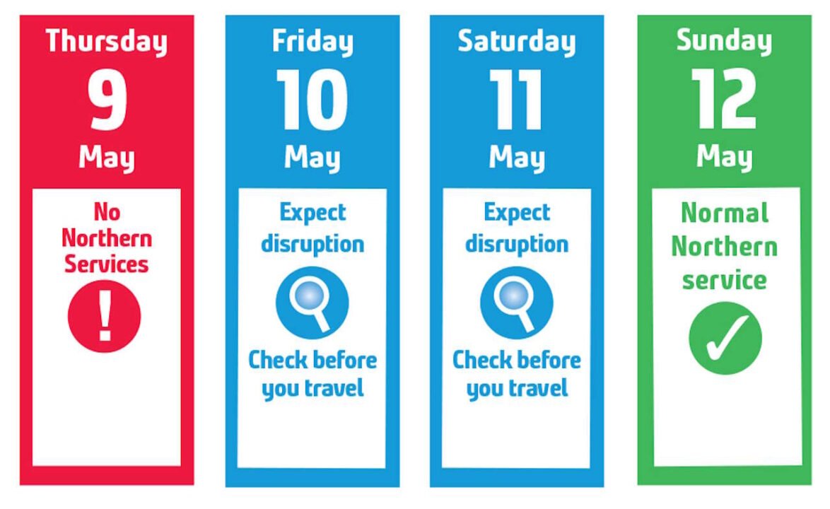 Northern - Strike Travel Advice Calendar - 9-12 May 2024. // Credit: Northern