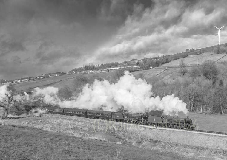 6990 Witherslack Hall and 45596 Bahamas pass Top Field, Keighley and Worth Valley Railway