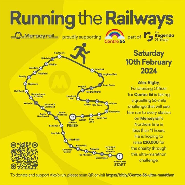 The route of Alex Rigby's Run: Credit: Merseyrail