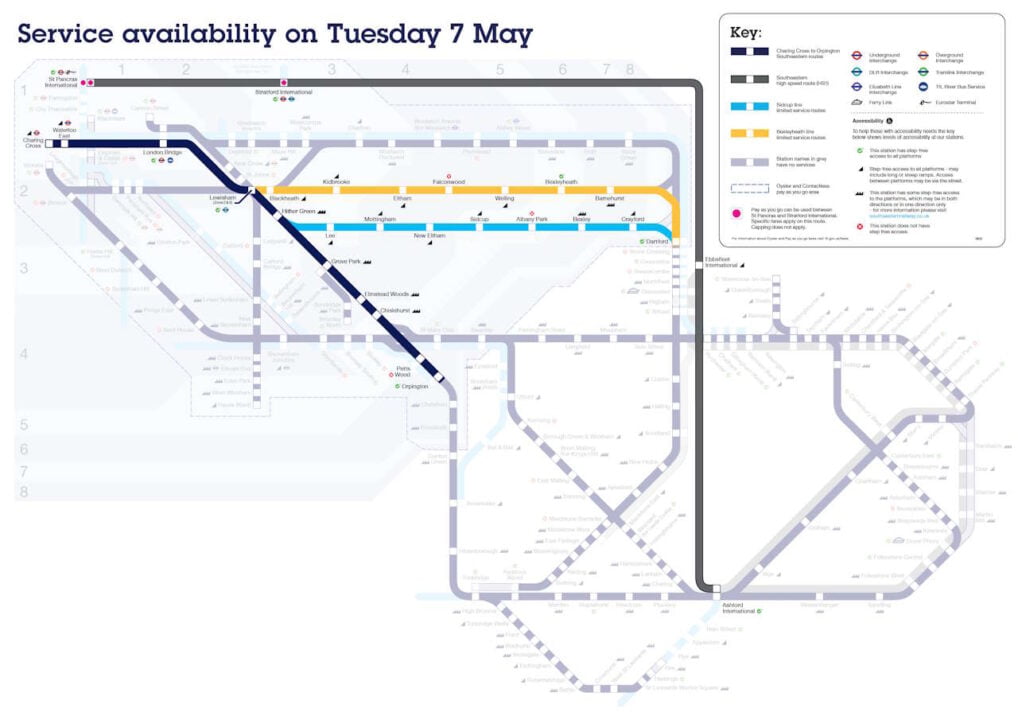 Southeastern services operating on strike day. // Credit: Southeastern 