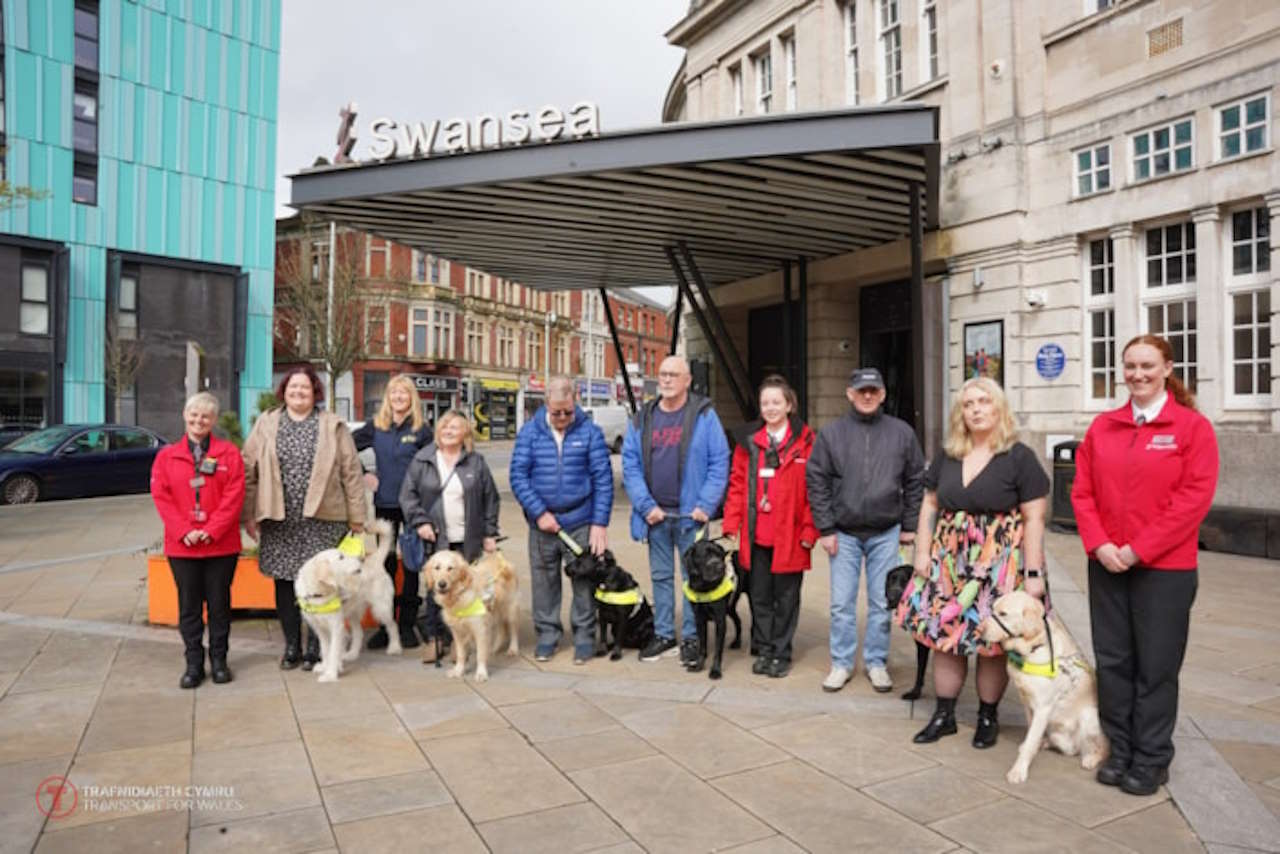 Guide Dogs Cymru meeting with TfW Travel Companions. // Credit: Transport for Wales