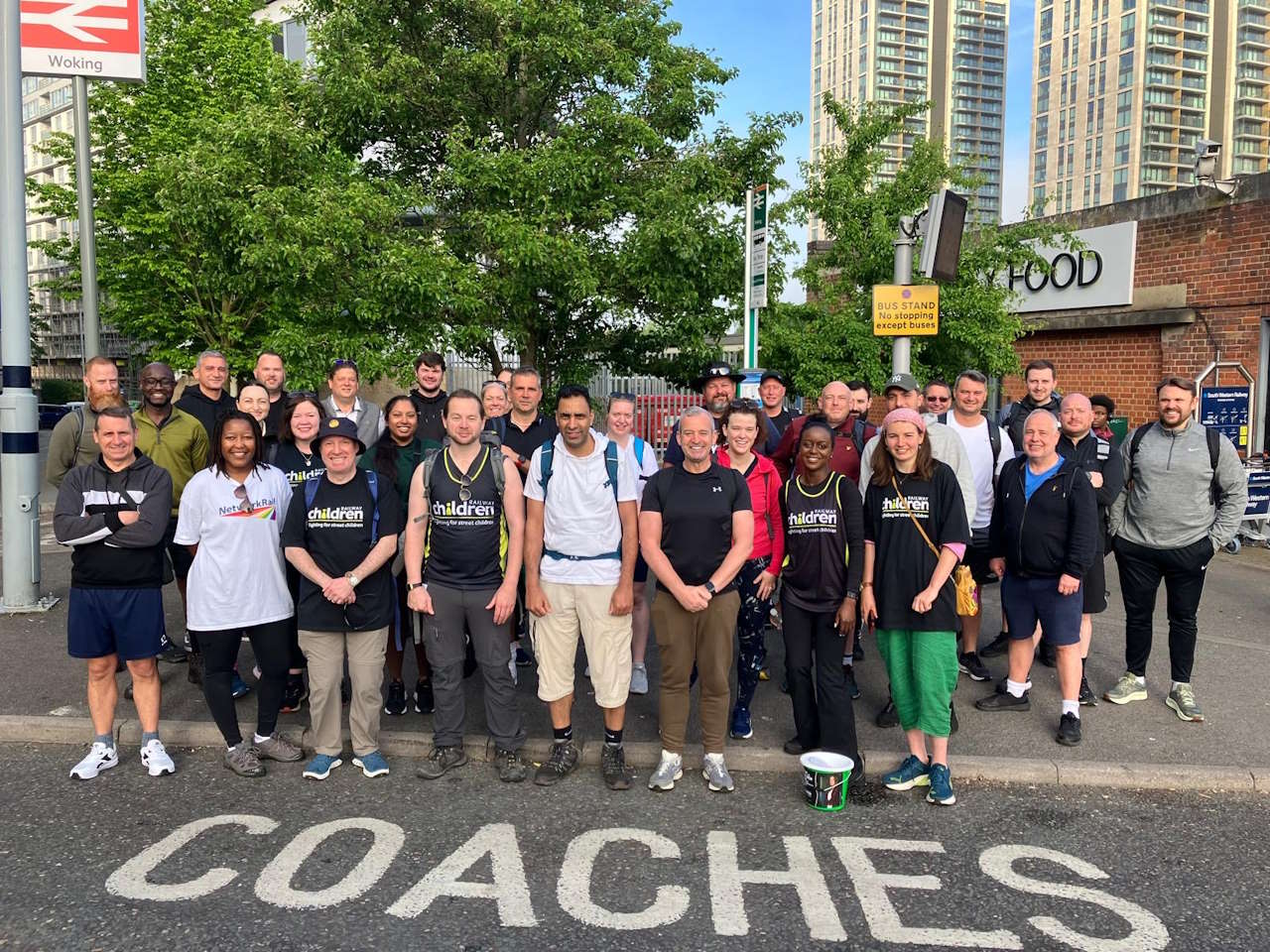 The walkers at the start of their challenge. // Credit: Network Rail