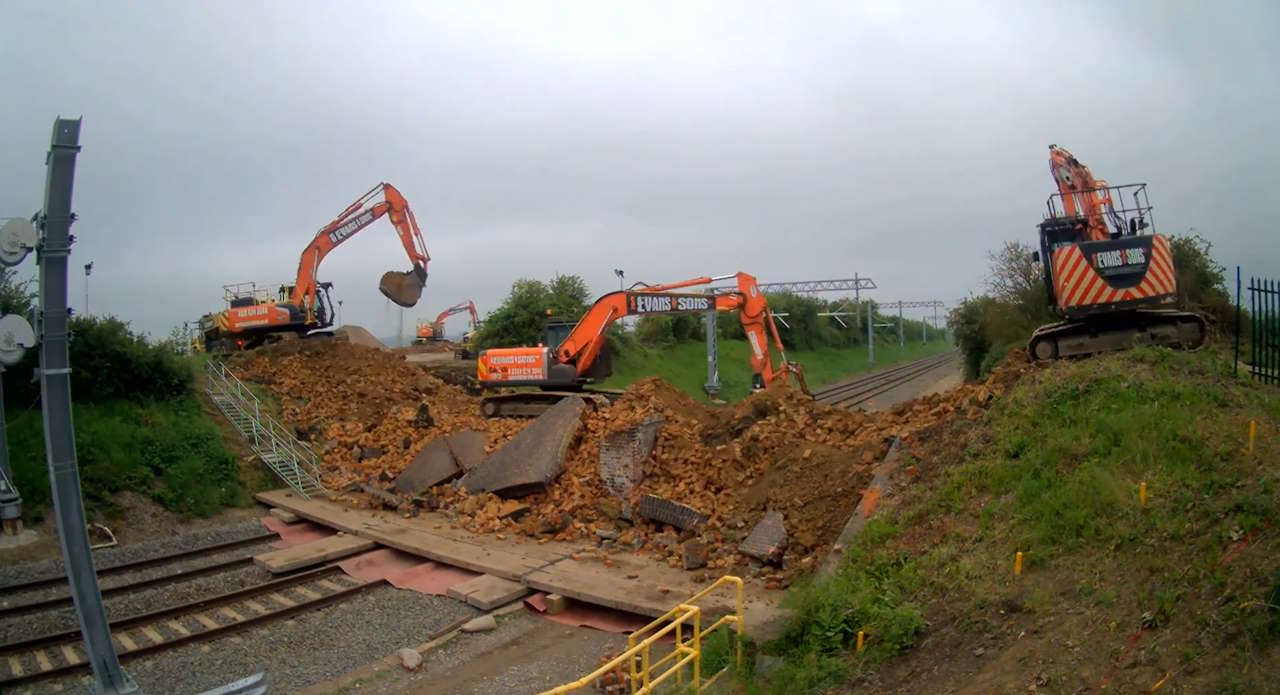 Picture of three arches bridge demolition