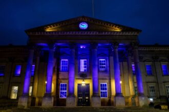 West Yorkshire station turns blue for charity