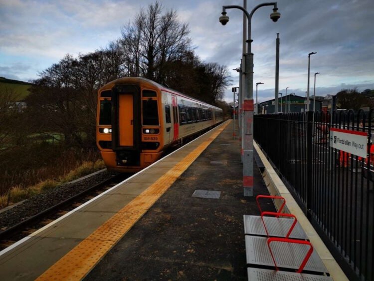 Transport for Wales Class 158 at Bow Street station